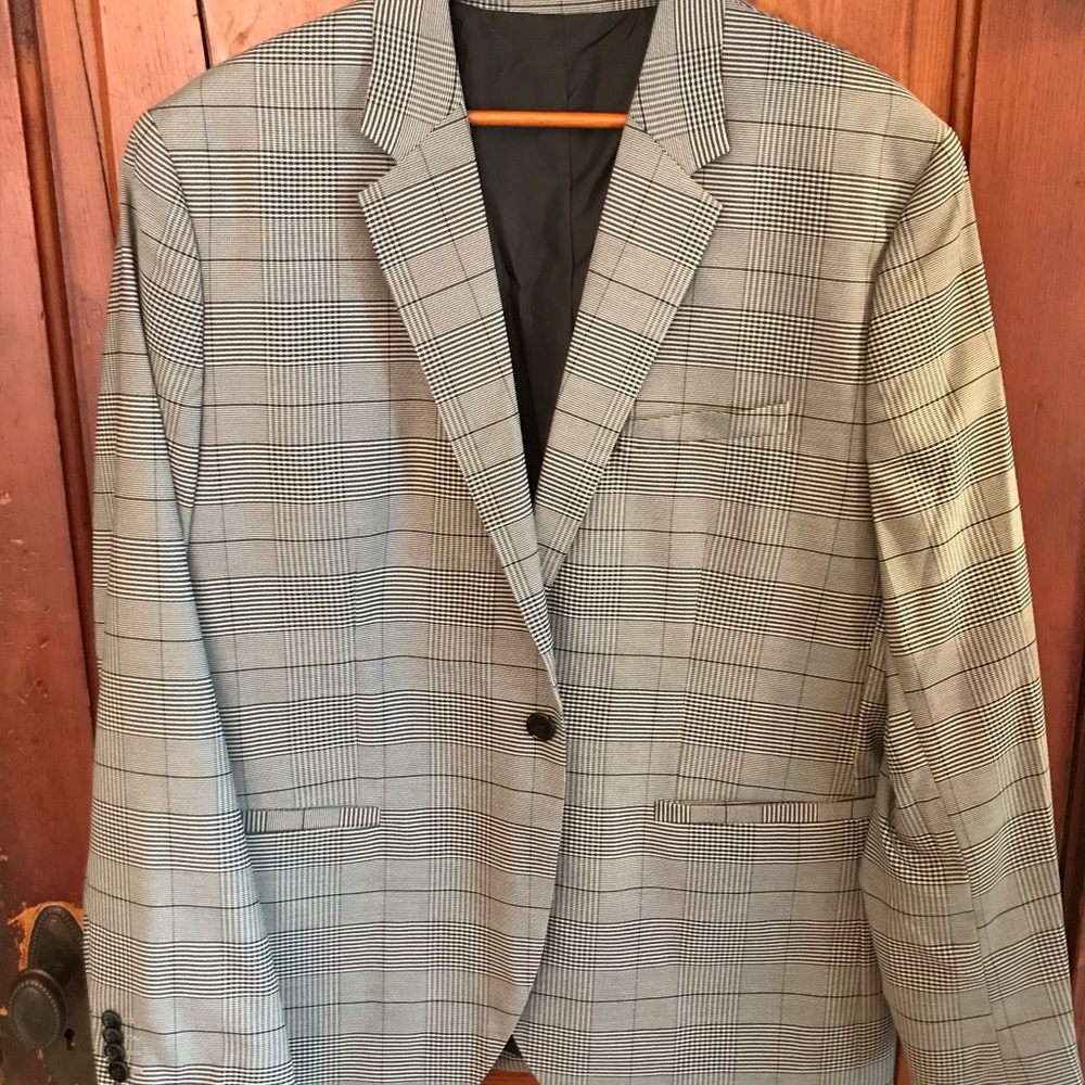 H&M Men’s 2 Piece Gray Plaid Skinny Fit Suit 48R